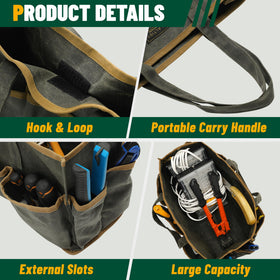 Kaaltisy Tool Tote Bag main compartment holds mid-size tools for quick packing