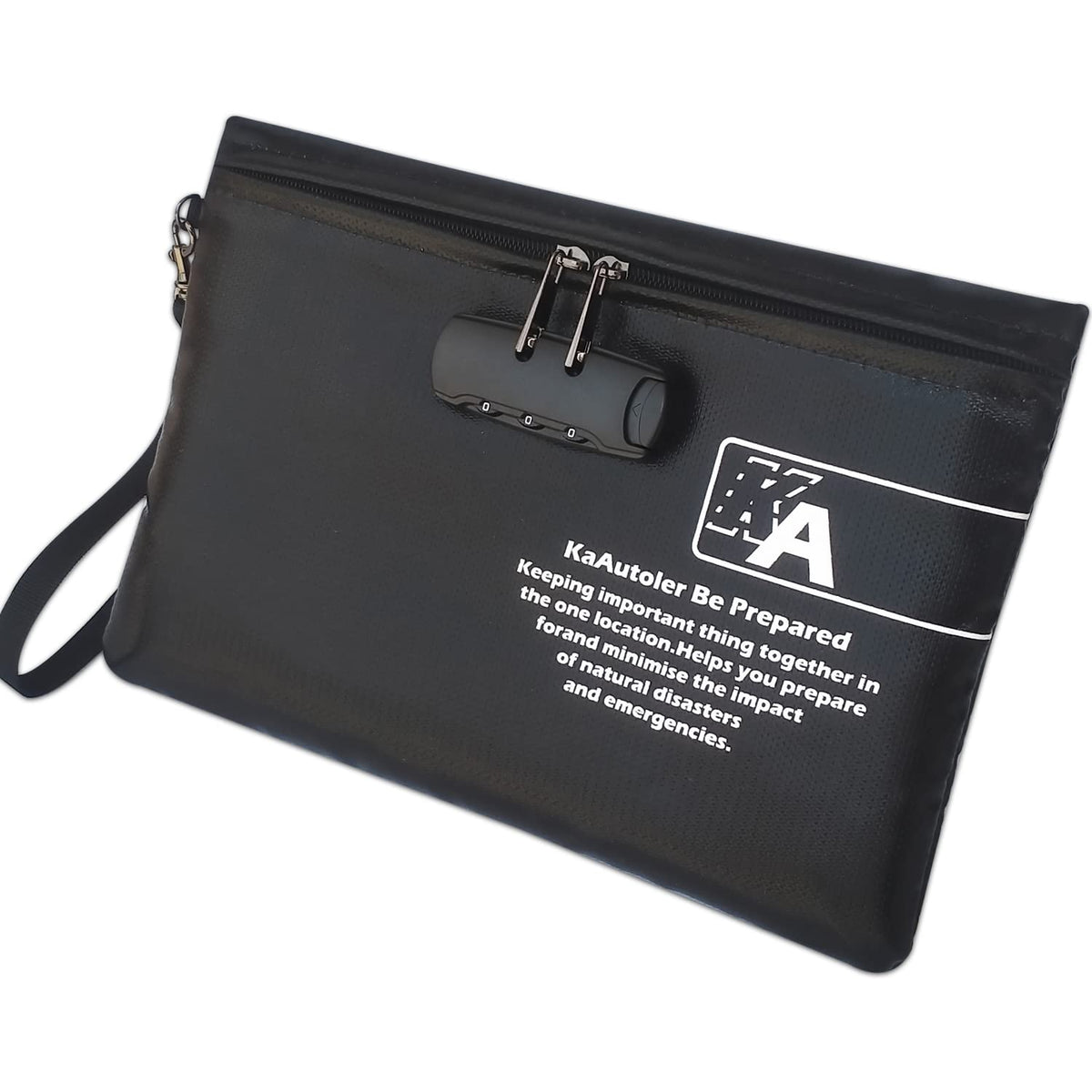 KaAutoler fireproof money bag with zipper closure protects valuables from heat.