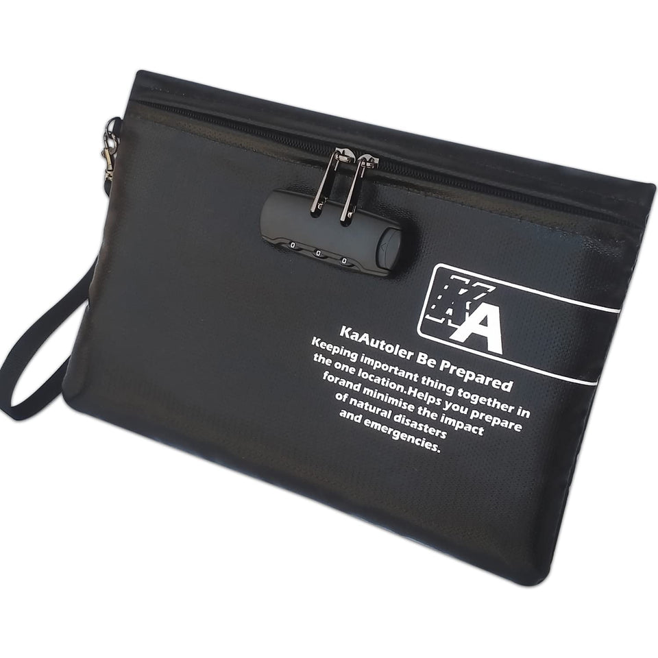KaAutoler fireproof money bag with zipper closure protects valuables from heat.