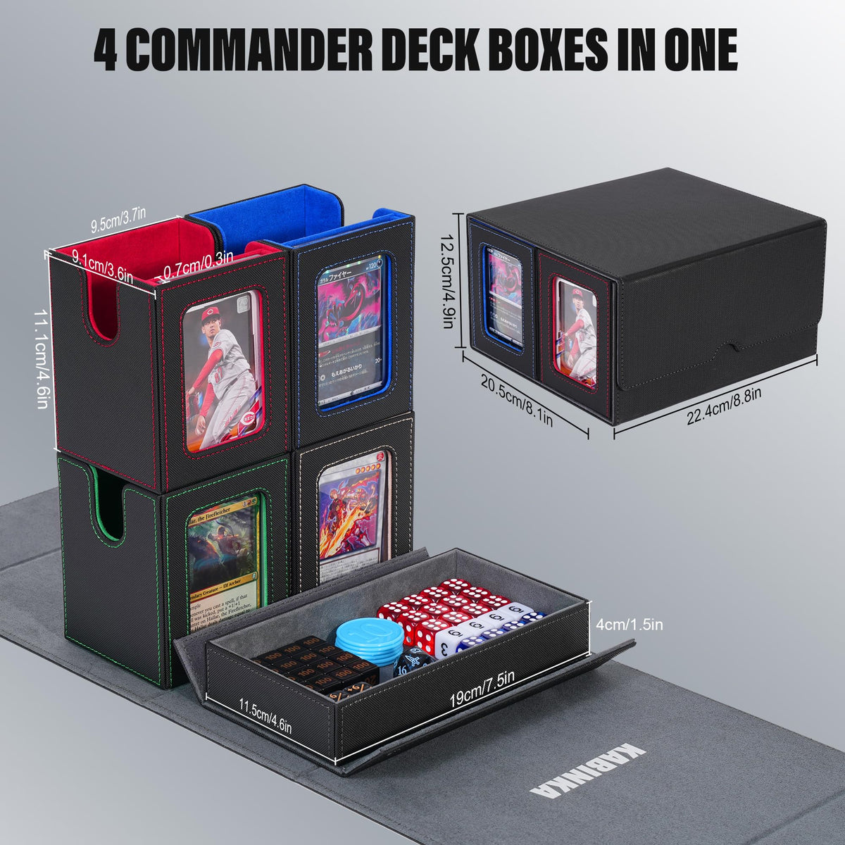Kabinka card deck box dividers help classify cards for easy sorting.
