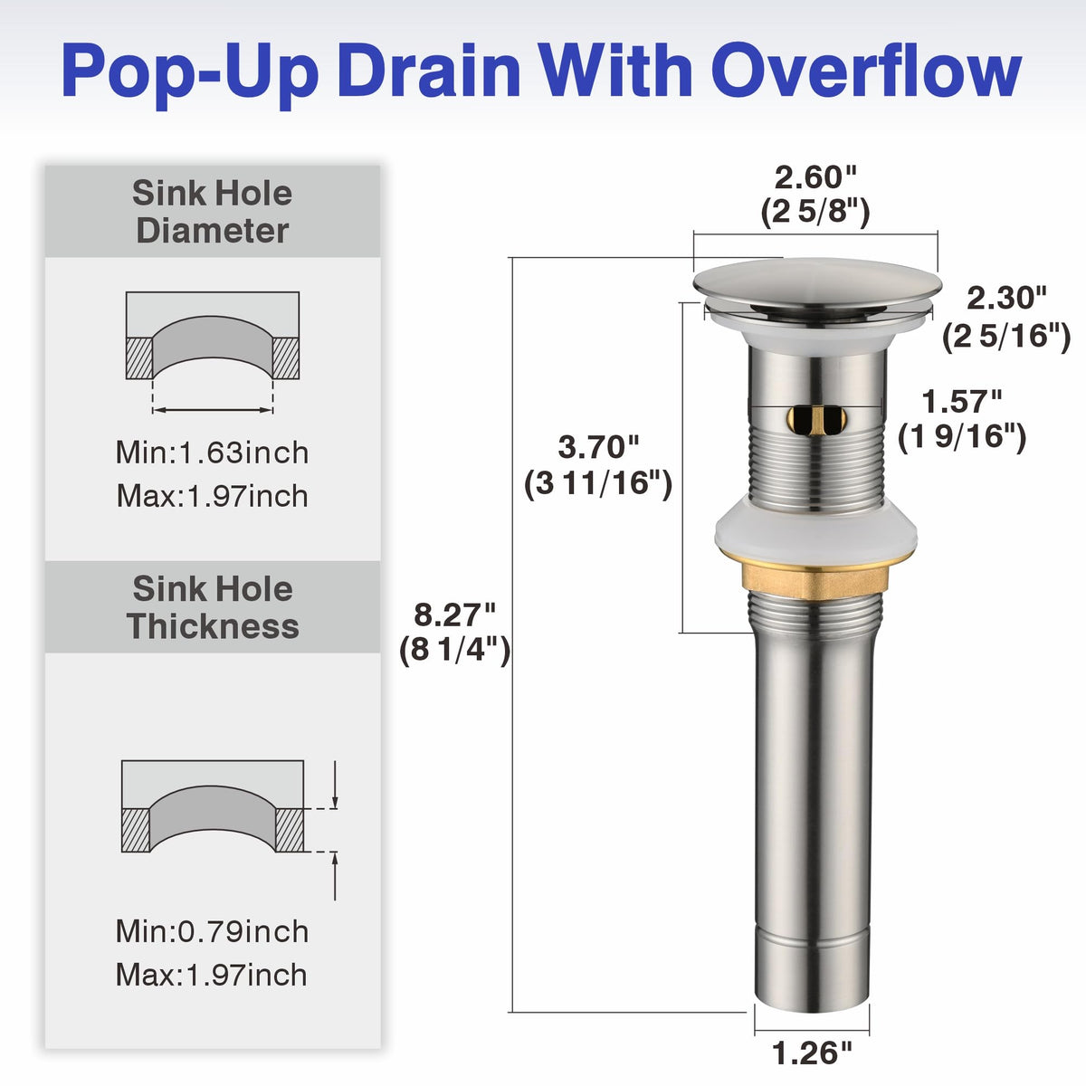 Kablle faucet height 11.4 inches for clearance.