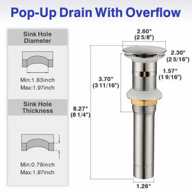 Kablle faucet height 11.4 inches for clearance.