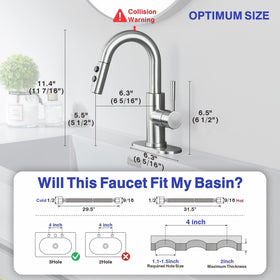 Kablle pop-up drain with overflow prevents clogs.