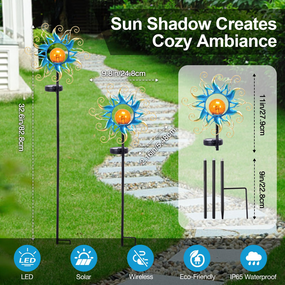 Kacux rust-resistant metal stake outdoor light with IP65 rating withstands weather