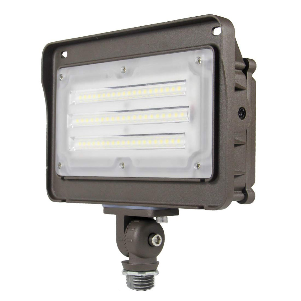 Kadision outdoor flood light with dusk-to-dawn photocell lighting an entry path
