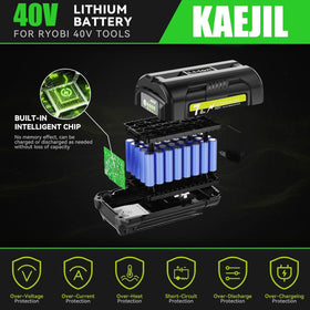 kaejil 2Pack 7.0Ah Ryobi 40V compatibility supports multiple tools