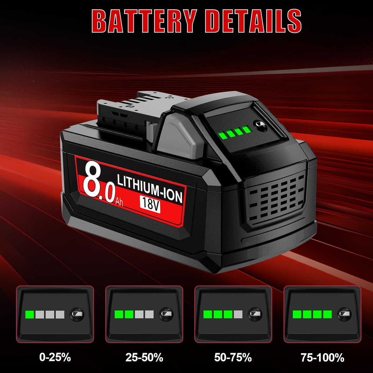 kaejil battery LED indicators display remaining charge at a glance.