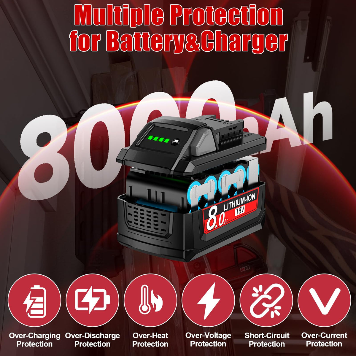 kaejil safety-certified battery and charger for reliable power.
