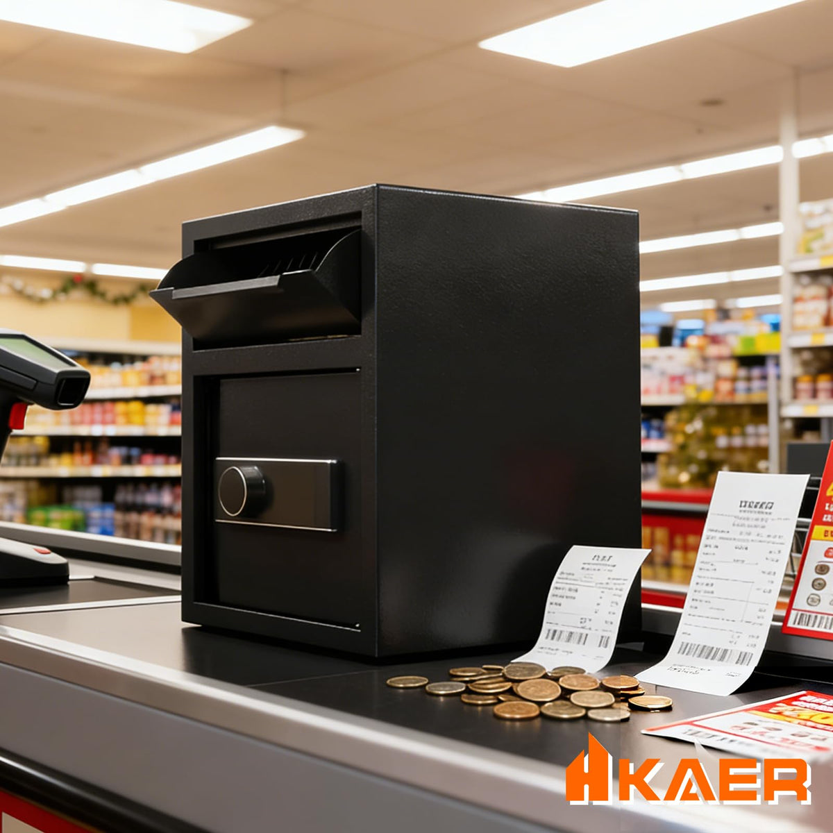 KAER 2.0 CUB drop-slot detail for fast, secure employee deposits.