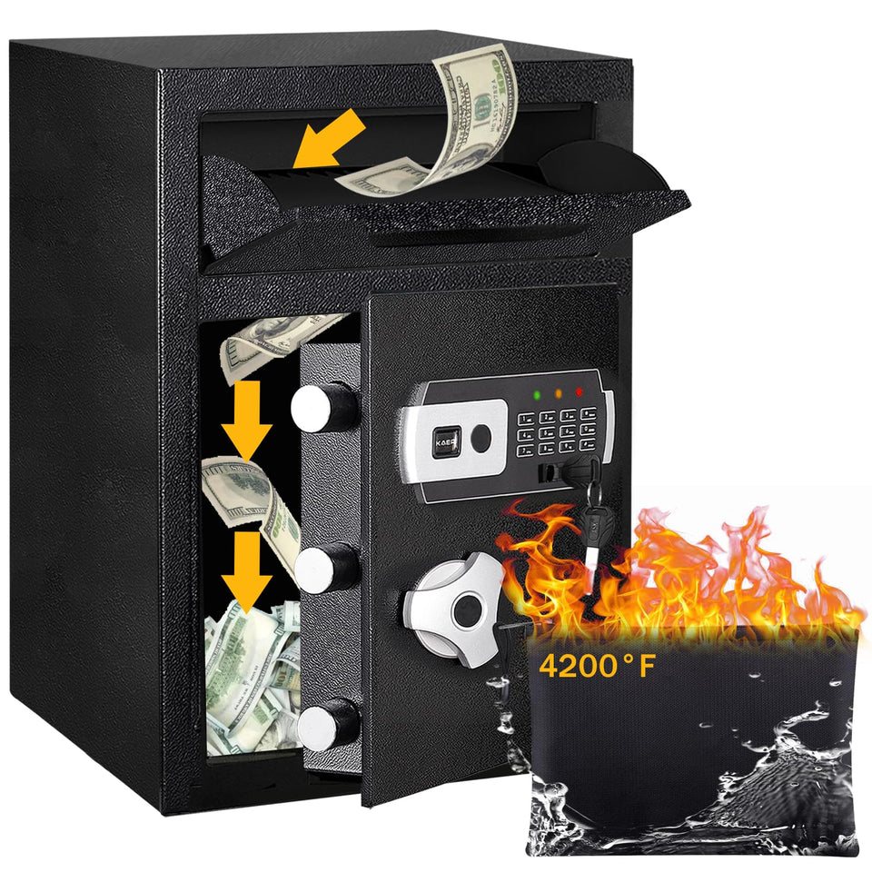 KAER 2.8 CUB depository safe front view with drop slot for quick deposits