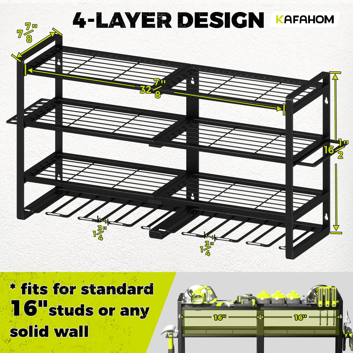 KAFAHOM side holders keep hammer, pliers, and screwdrivers within reach.