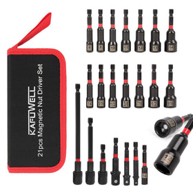KAFUWELL 21-piece magnetic nut driver set displayed for versatile fastener work