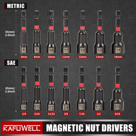 KAFUWELL metric magnetic nut drivers 6-14 mm ready for precise threading