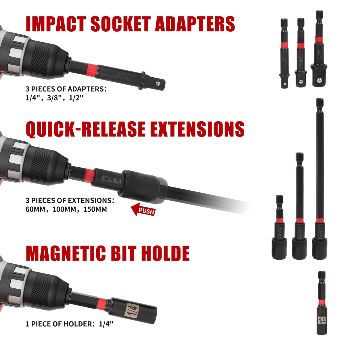 KAFUWELL SAE magnetic nut drivers 1/4-9/16 in ideal for automotive tasks