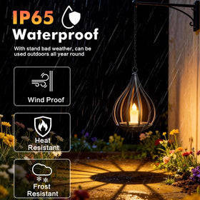 KagoLing lantern with flickering candle glow adds warm garden lighting.