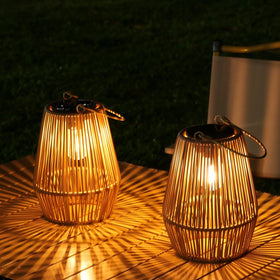 KagoLing solar lantern hanging on porch provides warm ambient light for evenings