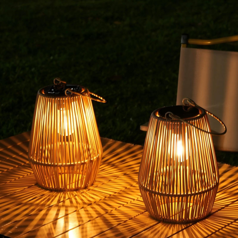 KagoLing solar lantern hanging on porch provides warm ambient light for evenings