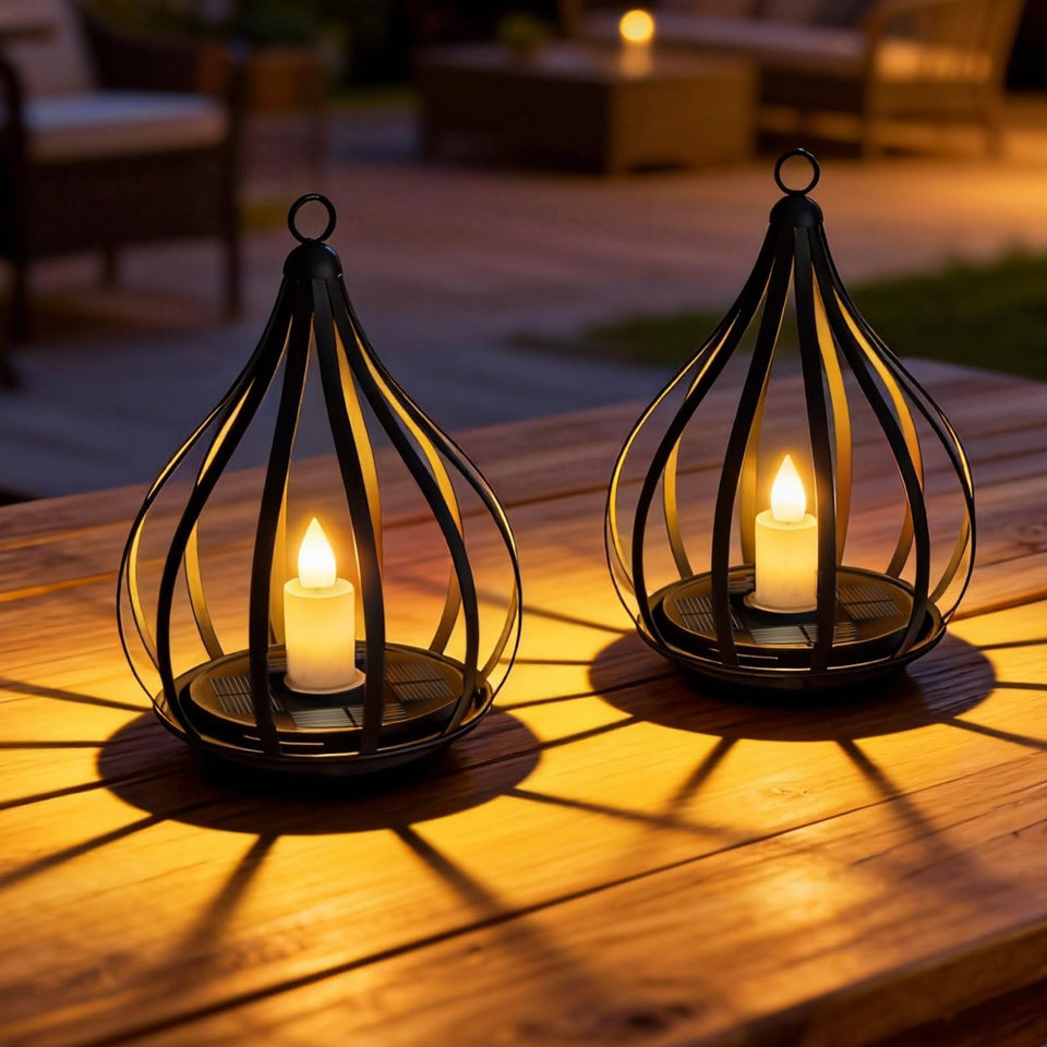 KagoLing solar lantern water-drop hollow frame creates romantic outdoor ambience.