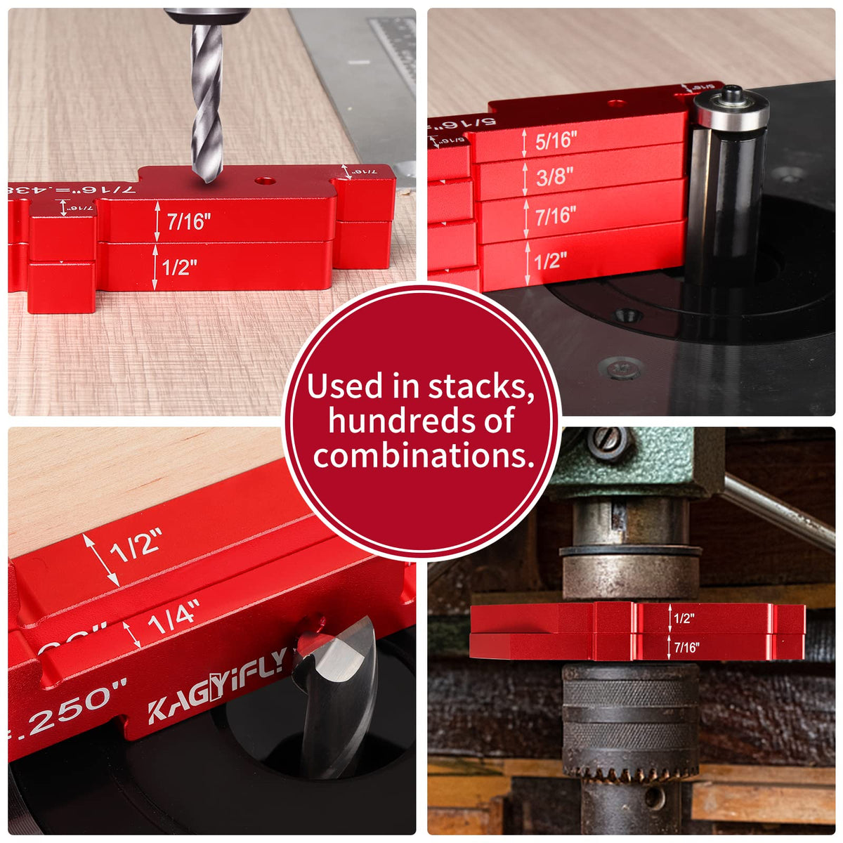 KAGYIFLY router setup bars 5/16 inch for multi-size combinations and quick setup