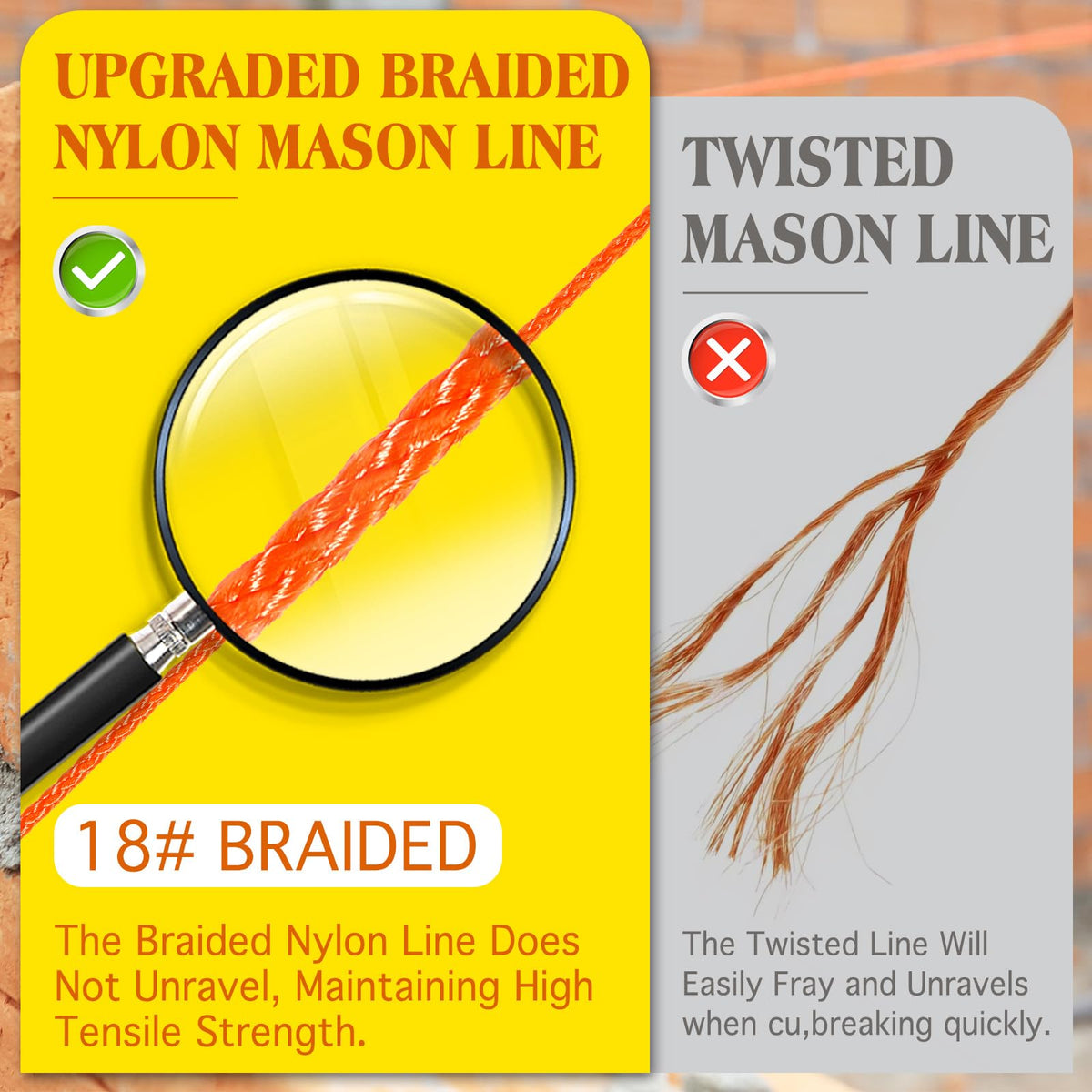 KAIGESZAD Bright fluorescent orange mason line stays visible in sunlit environments.