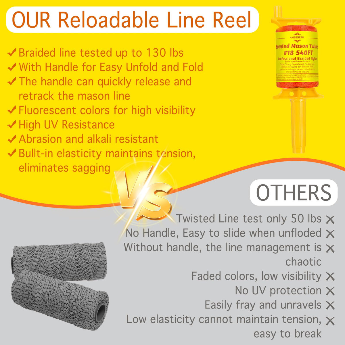 KAIGESZAD Braided nylon line is durable for gardening and outdoor projects.