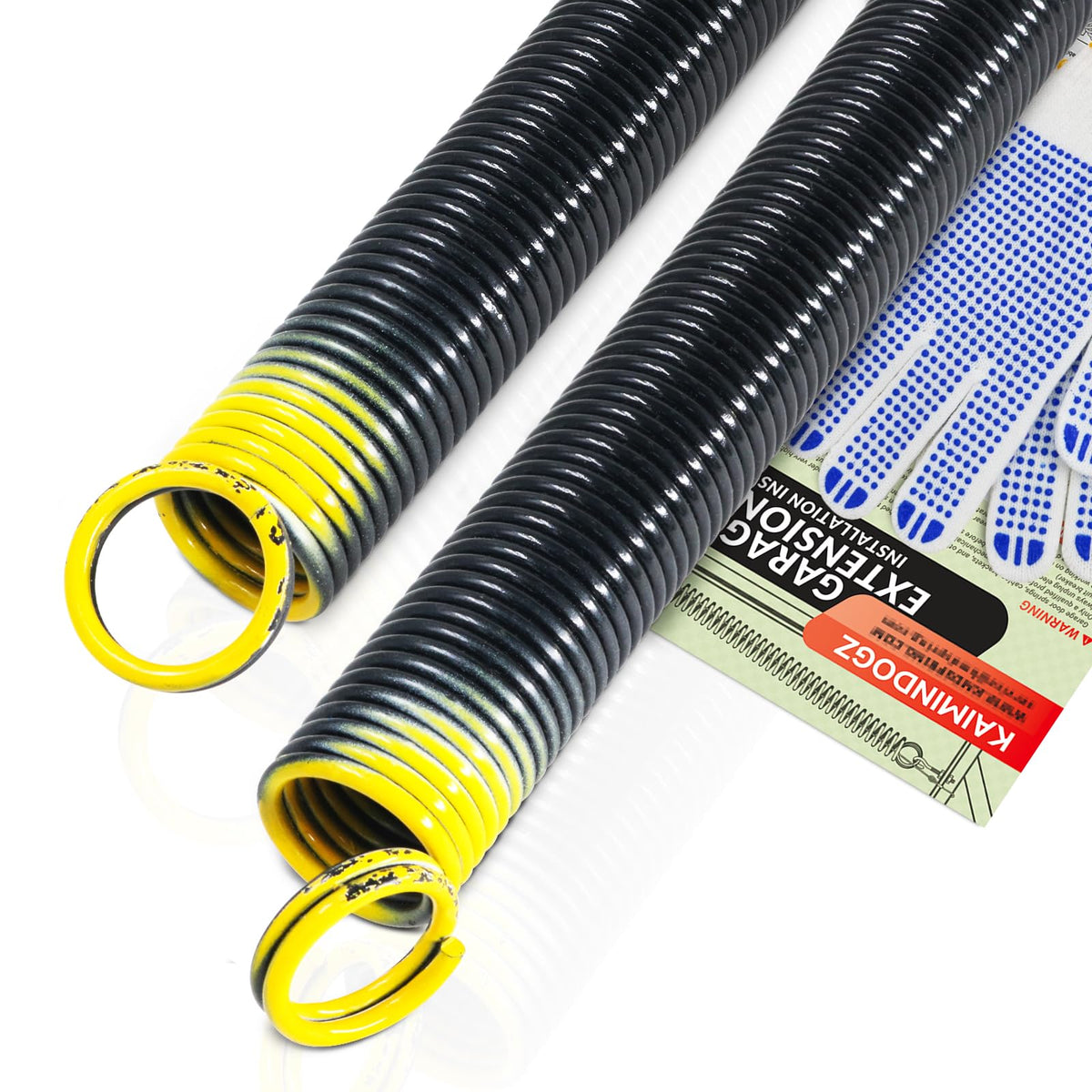 KaiMinDogz 130lb extension springs shown for 25-inch length and reliable lifting on 7 ft doors