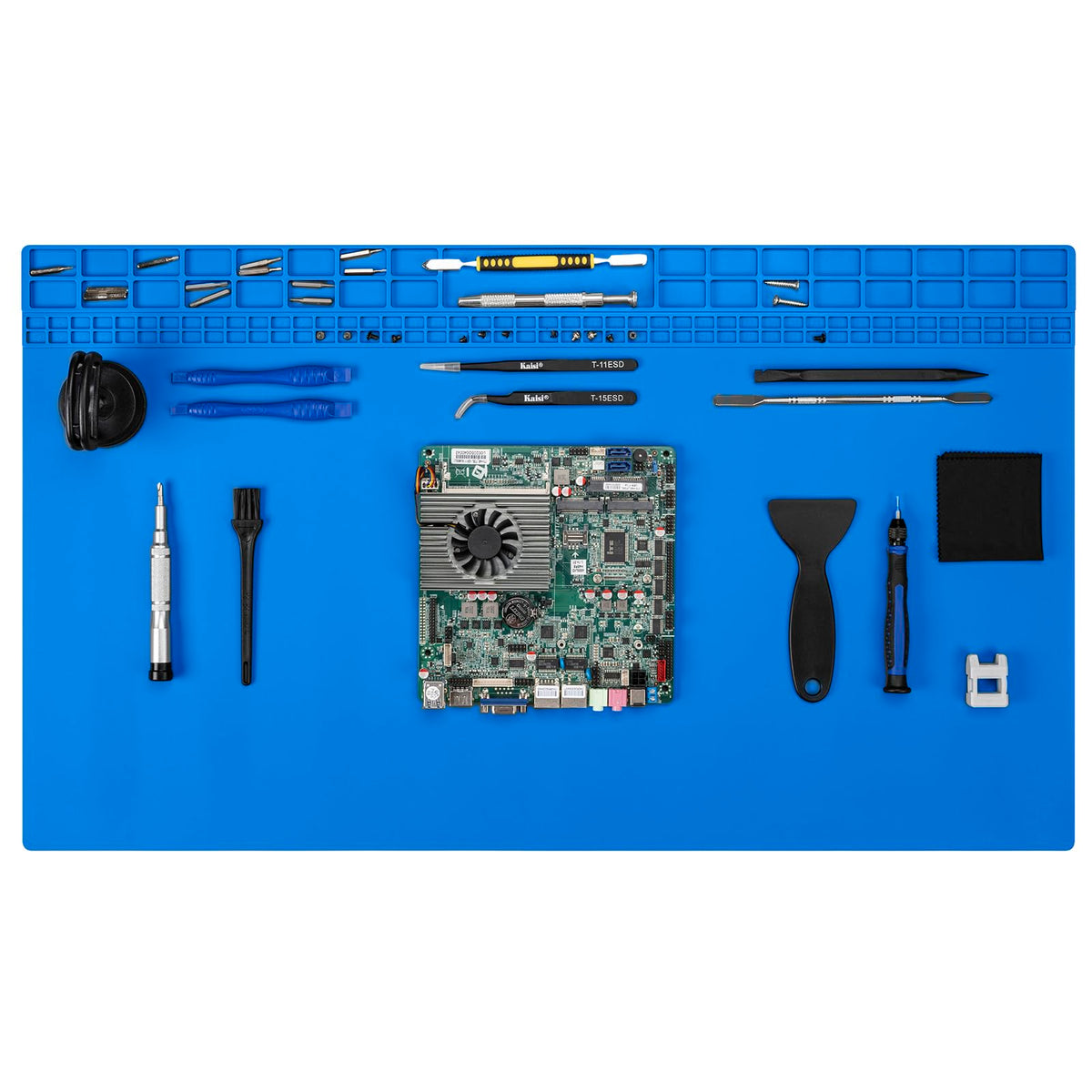Kaisi extra-large soldering mat provides a spacious work area for electronics repair.