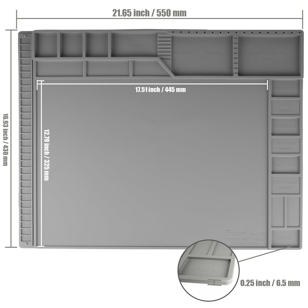Kaisi 21.6 x 16.9 inch soldering mat provides expansive workspace