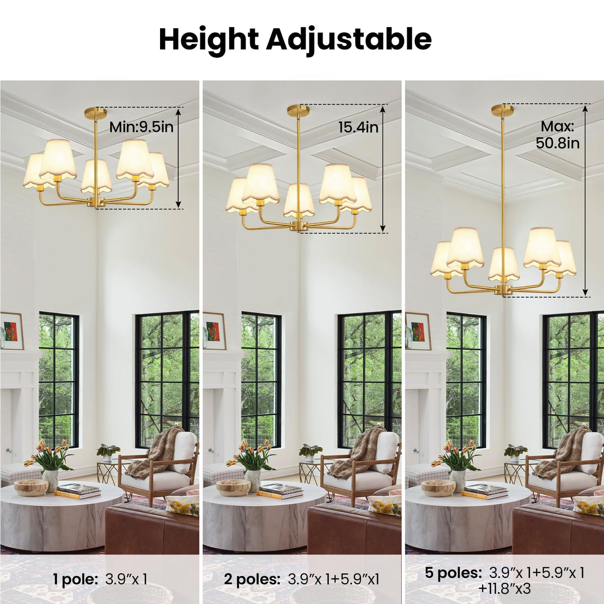 KAISITE fabric shade with wavy edge softens light.