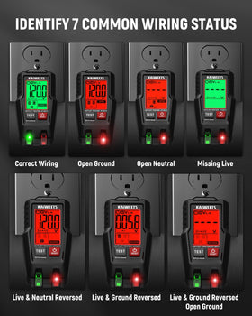 KAIWEETS auto hold feature stabilizes testing for hard-to-reach outlets.
