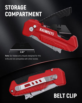 KAIWEETS blade storage holds spare blades for quick changes.