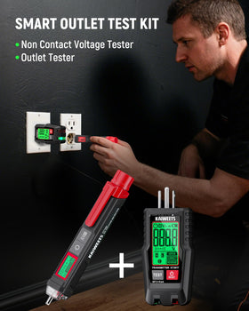 KAIWEETS GFCI outlet tester demonstrates wiring status with clear LEDs for fast diagnostics.