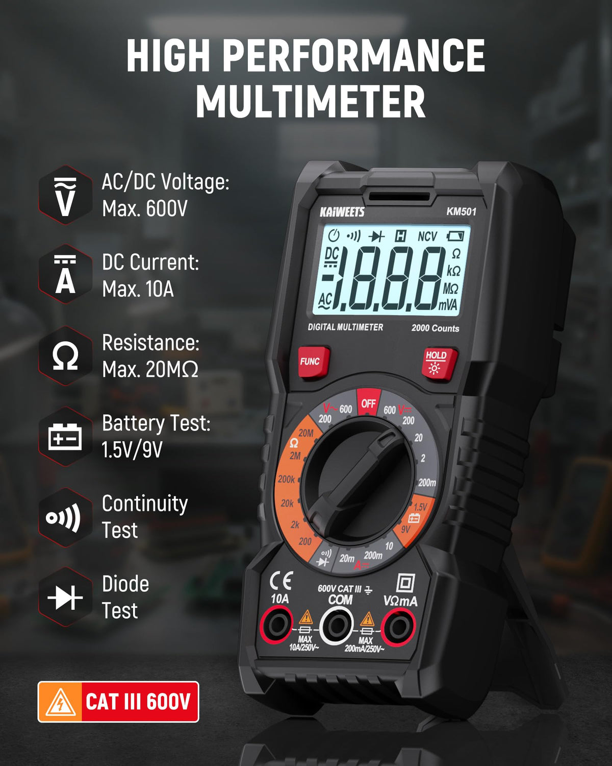 KAIWEETS KIT01 GFCI tester identifying outlet wiring configurations.