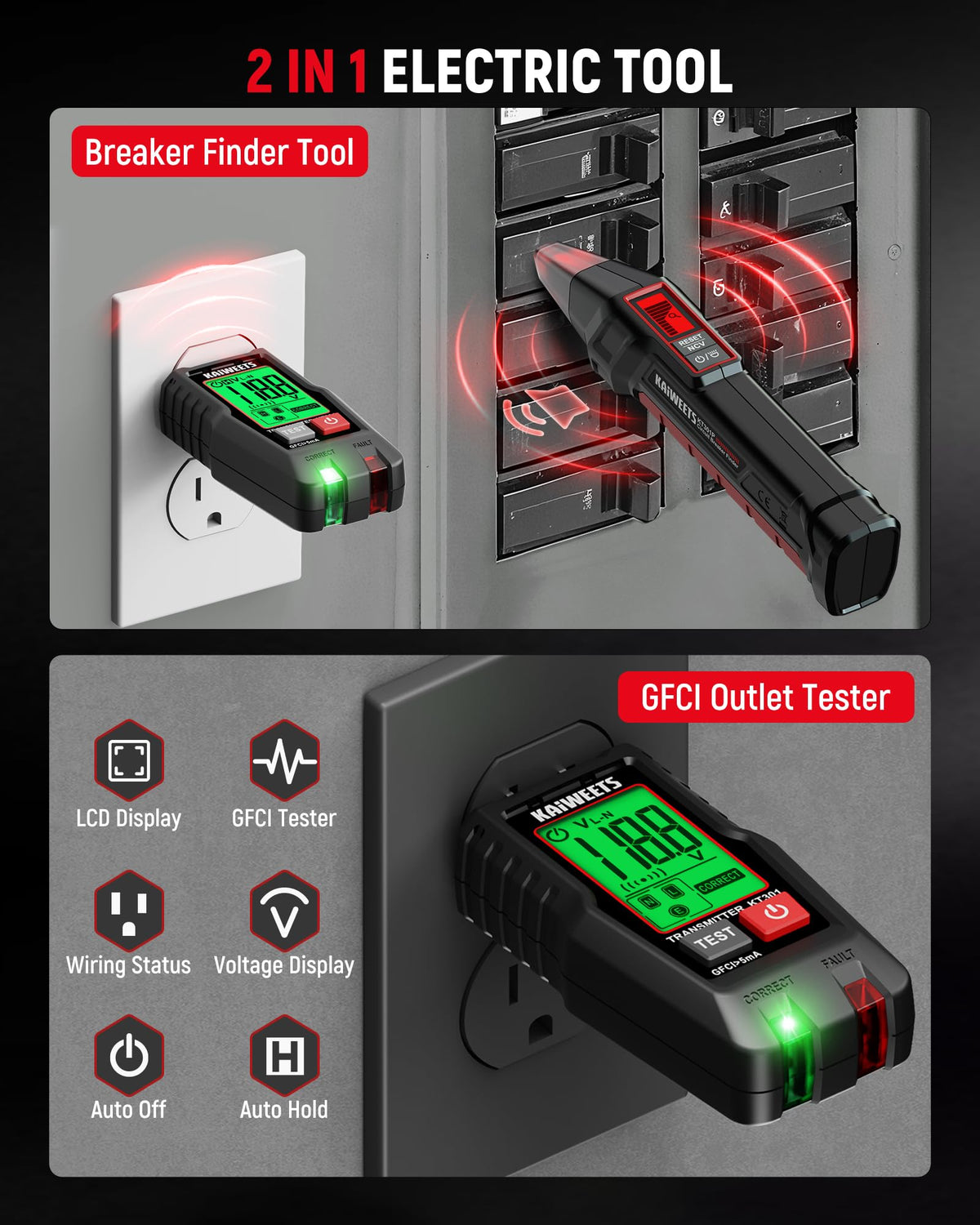 KT301 non-contact voltage detection locating live circuits safely