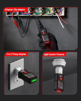 Kaiweets KT302P built-in flashlight aids dark panel inspections.