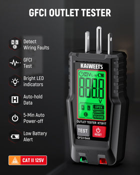 KAIWEETS NCVT built-in flashlight helps test in dark corners.