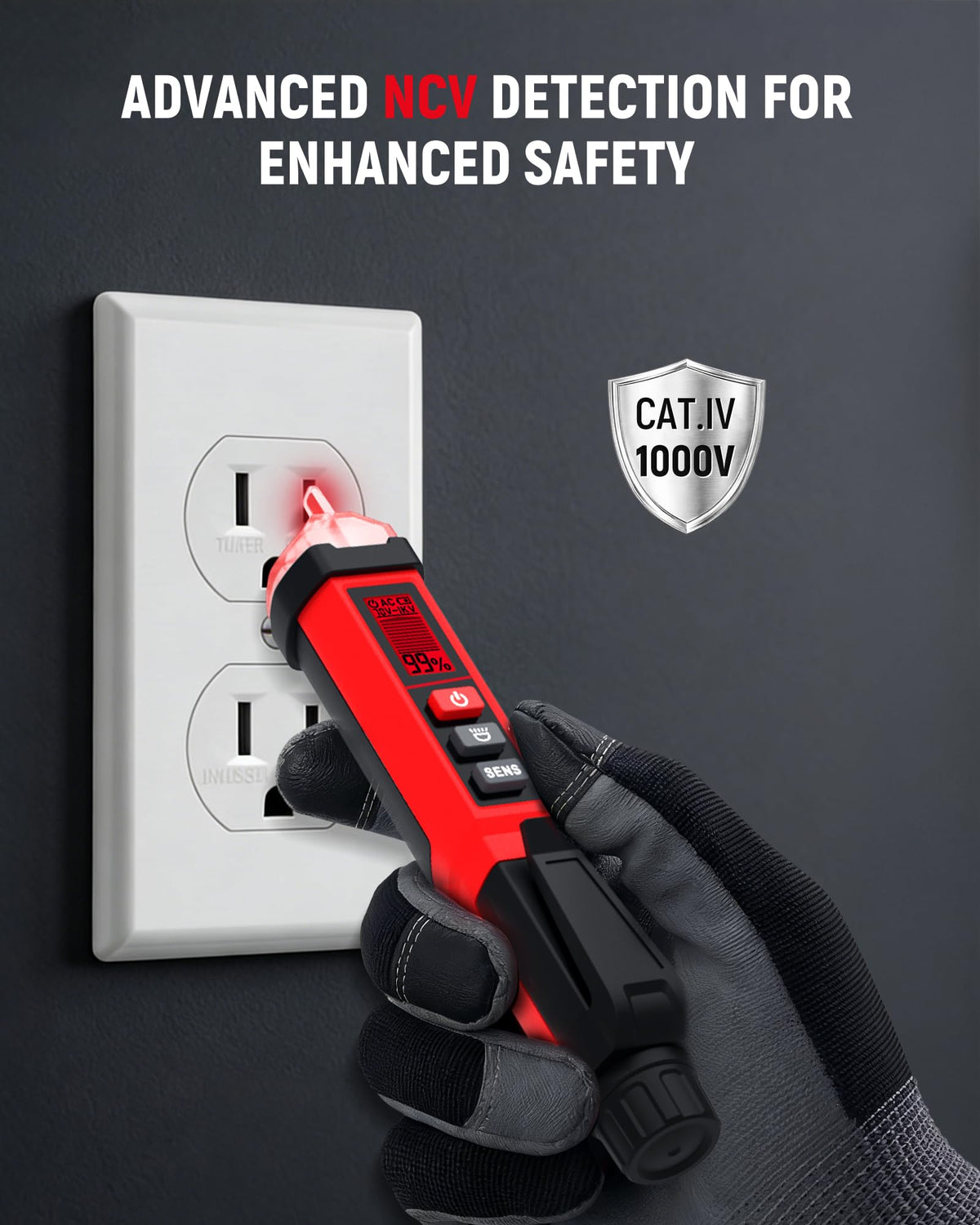 Kaiweets non-contact voltage tester pen LCD display shows real-time readings clearly.