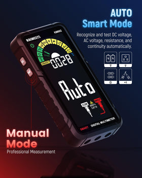 KAIWEETS KM602 auto-ranging mode detects tests and sets optimal ranges.