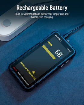 KAIWEETS KM602 rechargeable battery powers longer measurement sessions.