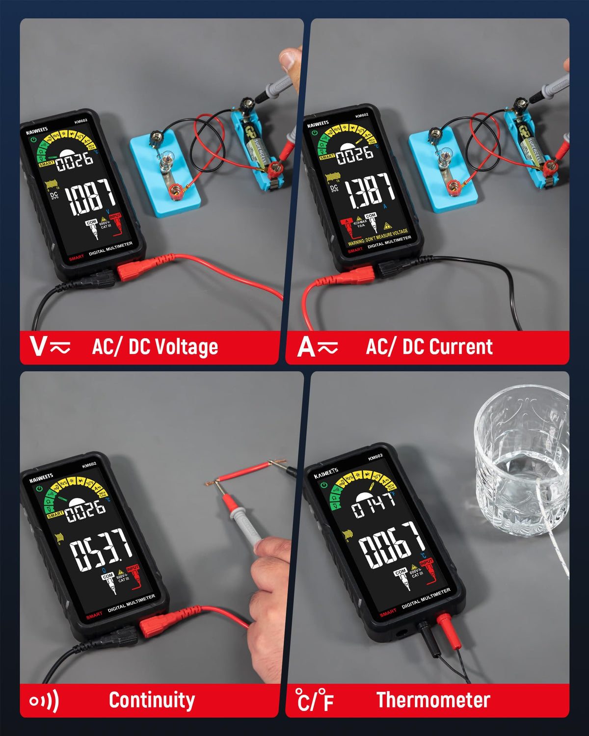 KAIWEETS KM602 safety ratings CAT III 1000V and CAT IV 600V.