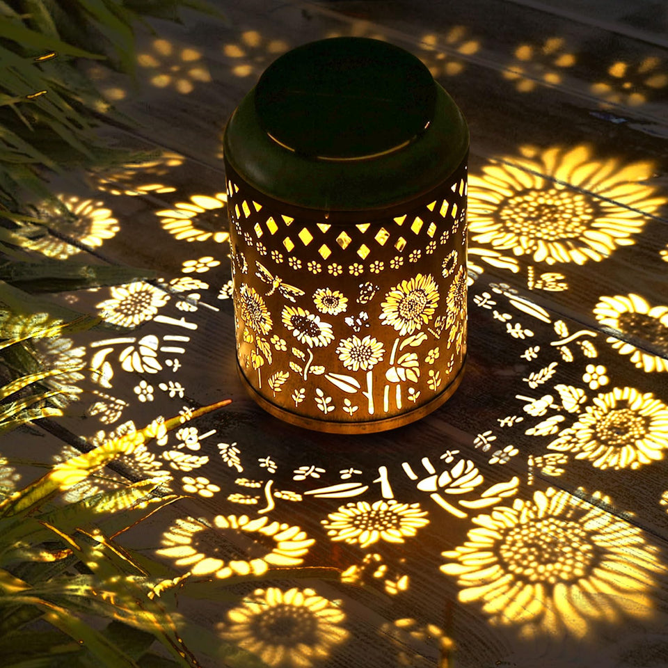 Kaixoxin solar garden lantern with sunflower design; warm glow for patios and paths.
