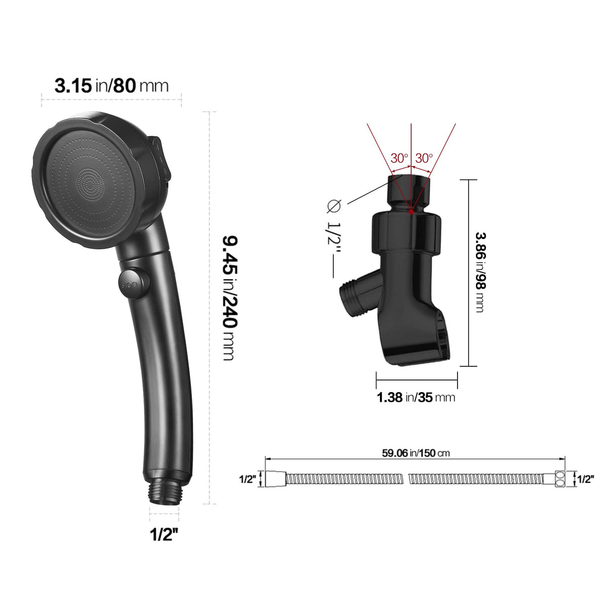 KAIYING included hose and G1-2 connector simplify fitting.