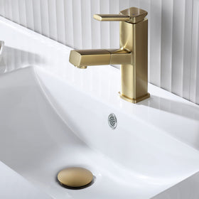 KAIYING brushed brass drain basket catching hair effectively.