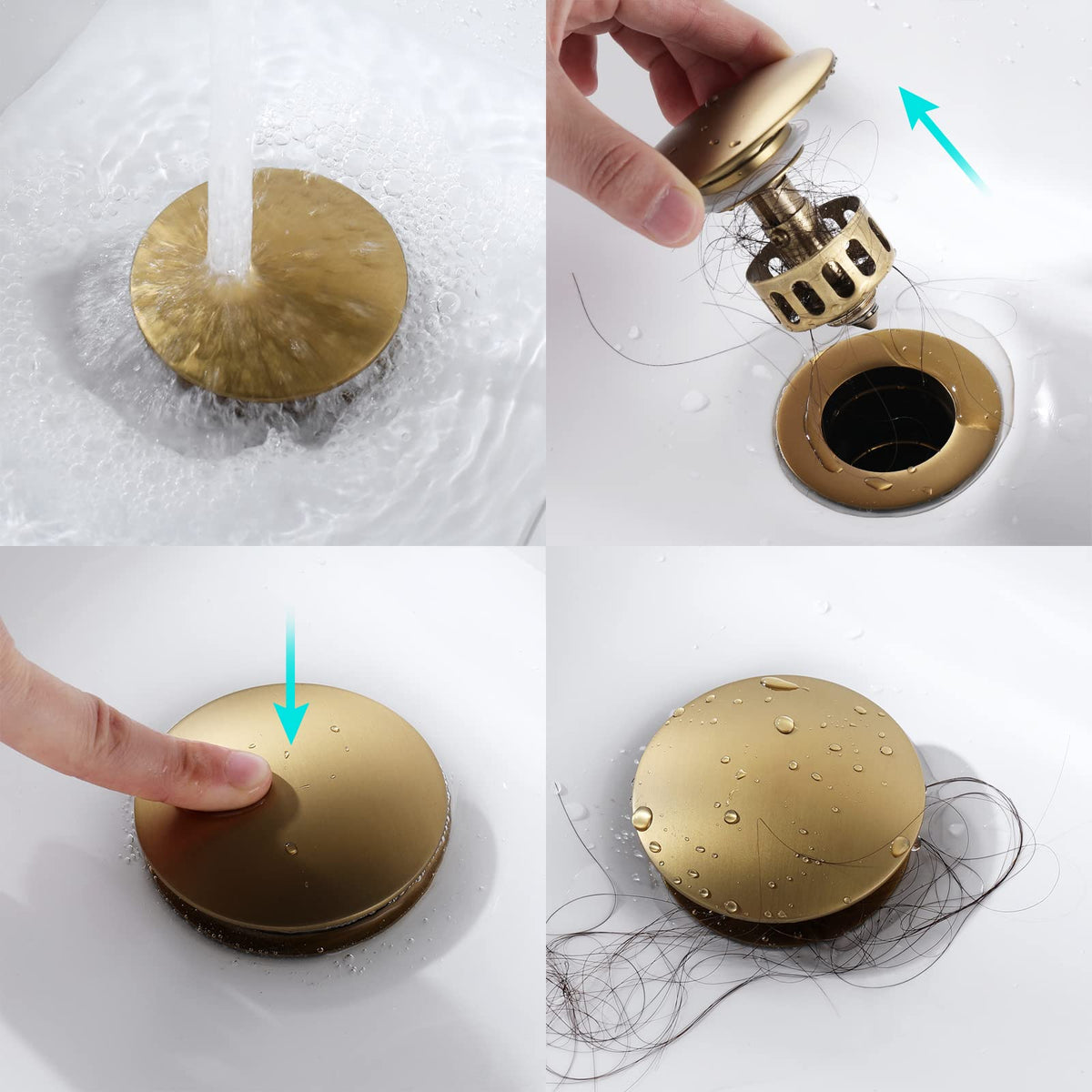 KAIYING pop up drain installation in a vanity sink.