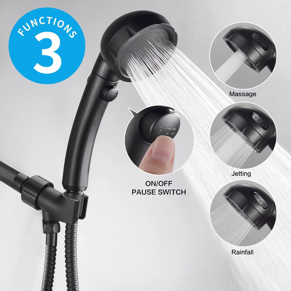 KAIYING three-spray-modes shower head offering varied experiences.