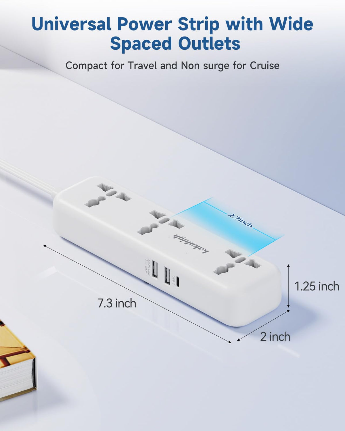 Kakahigh 4 ft flat extension cord with copper wiring for durable power.