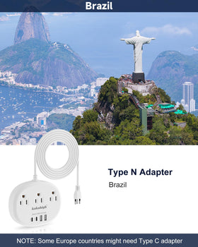 kakahigh 7-in-1 brazil plug adapter: accommodates US plugs for on-the-go charging.