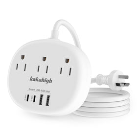 Kakahigh australia-plug-adapter-3-us-outlets powers multiple devices while traveling