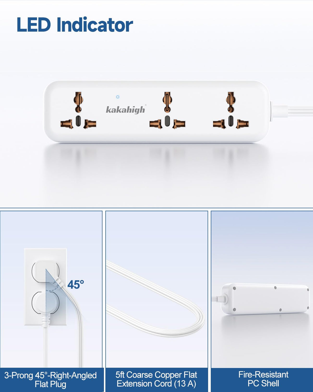 Kakahigh smart USB charging ports auto-detect devices for faster charging.