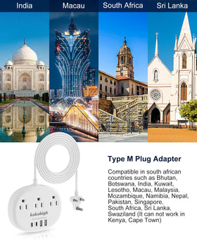 Kakahigh South Africa adapter with three outlets, convenient for charging phones and tablets